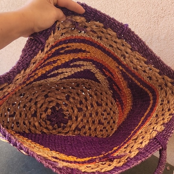 Purple and Tan Woven Tote Bag - Picture 3 of 5